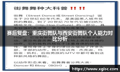 赛后复盘：重庆街舞队与西安街舞队个人能力对比分析